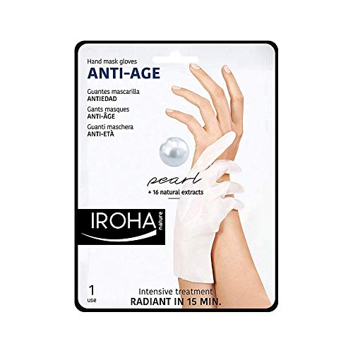 Iroha Nature - Guantes Antiedad para Manos con Perla y Vitamina E, 2 Guantes, 1 uso | Mascarilla Manos Antiedad Perla y Vitamina E