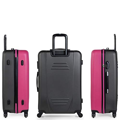 ITACA - Maleta de Viaje Grande XL Rígida 4 Ruedas Trolley 75 cm de ABS. Práctica Cómoda y Ligera. Gran Capacidad Bonito Diseño. Estudiante y Profesional. 71170, Color Fucsia-Antracita