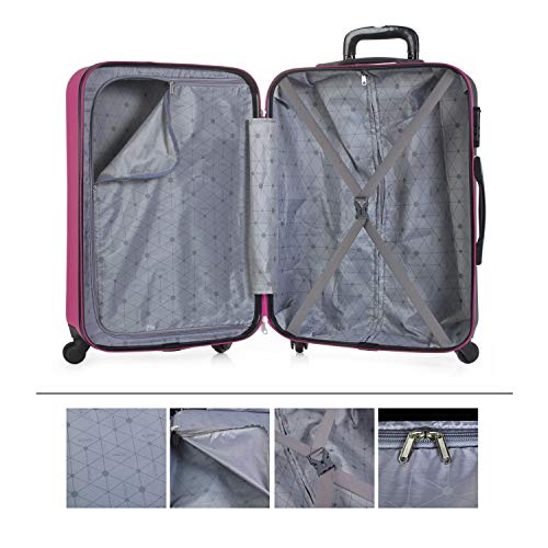 ITACA - Maleta de Viaje Grande XL Rígida 4 Ruedas Trolley 75 cm de ABS. Práctica Cómoda y Ligera. Gran Capacidad Bonito Diseño. Estudiante y Profesional. 71170, Color Fucsia-Antracita