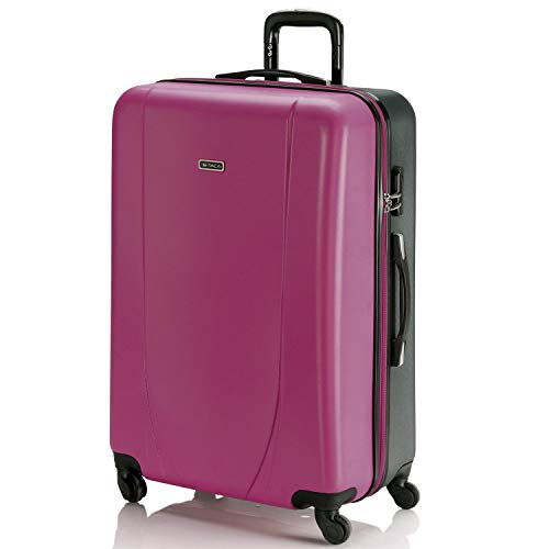 ITACA - Maleta de Viaje Grande XL Rígida 4 Ruedas Trolley 75 cm de ABS. Práctica Cómoda y Ligera. Gran Capacidad Bonito Diseño. Estudiante y Profesional. 71170, Color Fucsia-Antracita