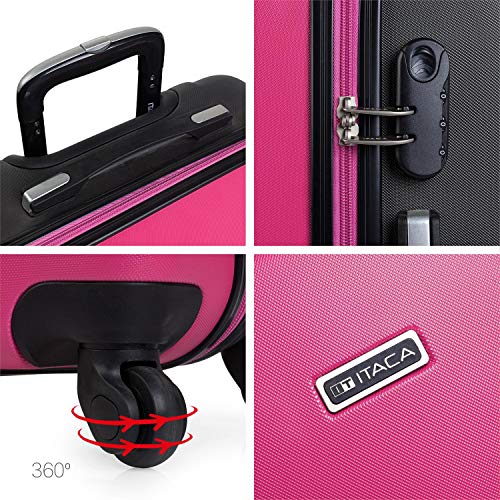 ITACA - Maleta de Viaje Grande XL Rígida 4 Ruedas Trolley 75 cm de ABS. Práctica Cómoda y Ligera. Gran Capacidad Bonito Diseño. Estudiante y Profesional. 71170, Color Fucsia-Antracita