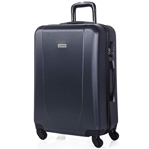 ITACA - Maleta de Viaje Rígida 4 Ruedas Trolley 65 cm Mediana de ABS. Práctica Cómoda y Ligera. Calidad Marca y Confianza. Estudiantes y Profesionales. 71160, Color Antracita
