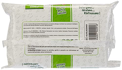 Italian Pet - Toallitas limpiadoras para Animales domésticos con Perfume de almizcle Blanco