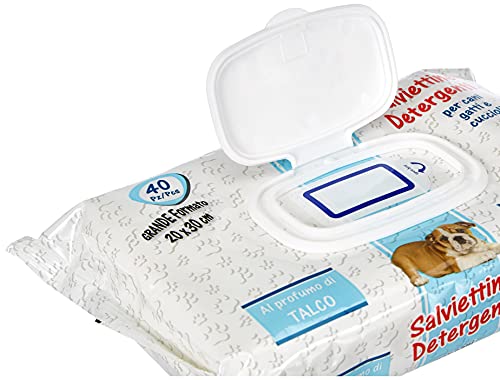 Italian Pet - Toallitas limpiadoras para Animales domésticos con Perfume de Talco
