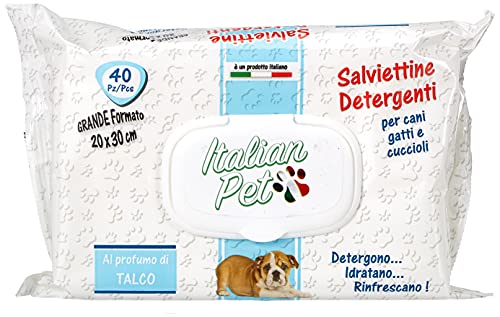 Italian Pet - Toallitas limpiadoras para Animales domésticos con Perfume de Talco