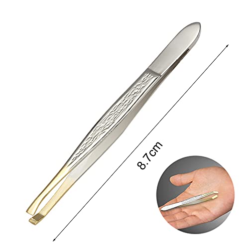 iZhuoKe Pinza de Acero Inoxidable,Tweezer Pinzas de Depilar Profesionales Cejas,Pinza Inclinada Punta para Pelos Faciales, Pelos Encarnados