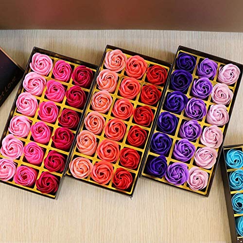 Jabón de flor de rosa de 18 piezas - Jabón de flor de rosa con aroma Flora - Jabón de hierbas con aceites esenciales, regalo para cumpleaños/aniversario/boda/caja de San Valentín (púrpura)