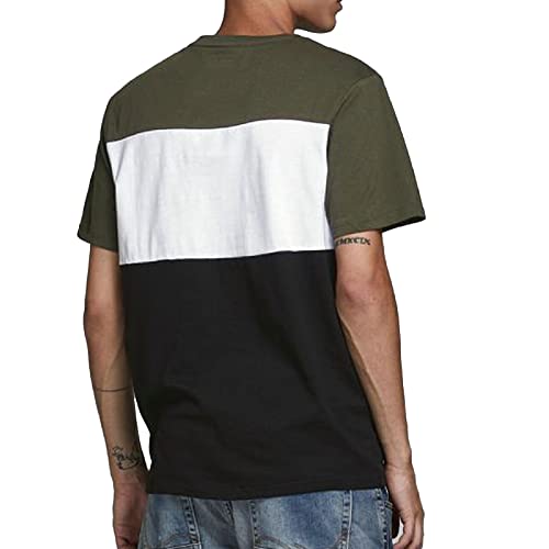 JACK & JONES Jjelogo Blocking tee SS Noos Camiseta, Multicolor (Green/Forest Night), M para Hombre