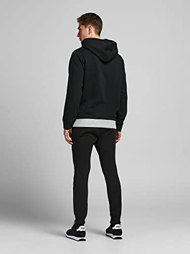 Jack & Jones Jjeurban Blocking Sweat Hood Noos Sudadera con Capucha, Negro/Detalles: impresión de puños Blancos, Corte Normal, L para Hombre