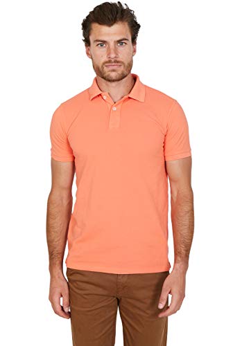 Jack Stuart - Polo Hombre Clásico de Manga Corta, 100% Algodón, Light Coral, S