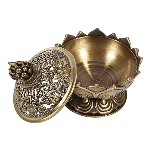 Jadeshay Quemador de Incienso - 2 Colores Lotus Incienso Ahumado Cono Aroma Quemador Titular decoración del hogar(Bronce)