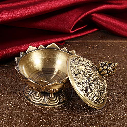 Jadeshay Quemador de Incienso - 2 Colores Lotus Incienso Ahumado Cono Aroma Quemador Titular decoración del hogar(Bronce)