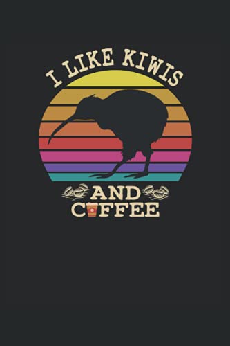 J'aime les kiwis et le café Retro Sunset - I Like Kiwis And Coffee: Carnet de notes | quadruple lignée | quadrillé (6 "x9" (15,24 x 22,86 cm)), 120 pages, papier crème, couverture mate