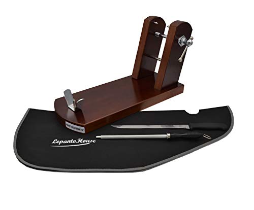 JAMONERO BUARFE Rioja con Set Negro EN Madera DE Pino para Profesional HOGAR +Cuchillo JAMONERO + CHAIRA + Cubre Jamon EN Color: (Nogal)