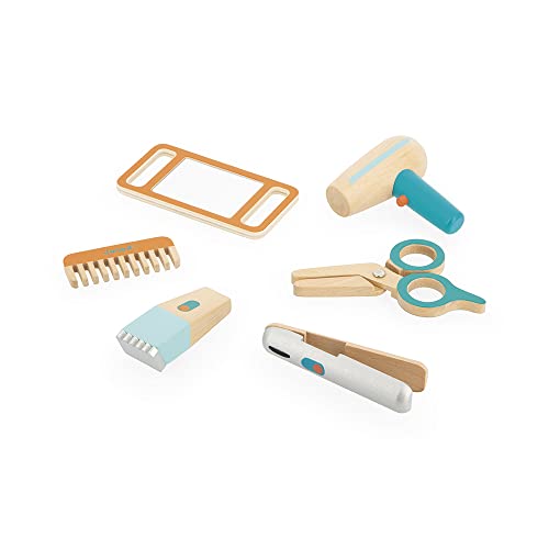 Janod Maletín de Peluquería-Juguete de Imitación de Profesión-Incluye 6 Accesorios de Madera-Desarrolla la Imaginación-Certificado FSC-Pintura al Agua-A Partir de 3 Años, J06549, Multicolor (JURATOYS