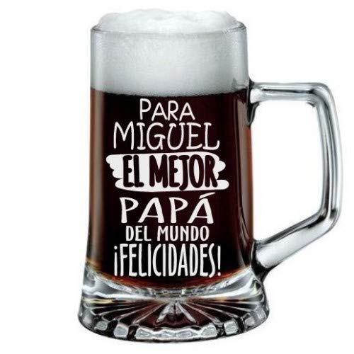 Jarra de Cerveza Personalizada Día del Padre FELICIDADES MEJOR PAPÁ Regalo Grabado y Personalizado para Hombre o Mujer Obsequio Celebraciones Cumpleaños Aniversarios Día del Padre Detalle grabado