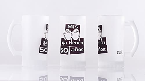 Jarra de cerveza regalo 50 cumpleaños hombre. Mis huevos ya tienen 50 años. 500 ml.