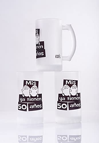 Jarra de cerveza regalo 50 cumpleaños hombre. Mis huevos ya tienen 50 años. 500 ml.