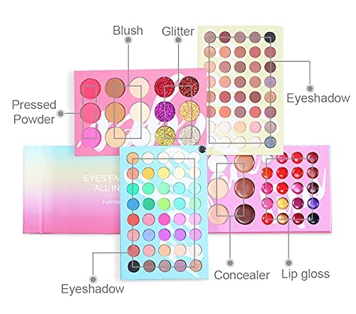 JasCherry Juego de maquillaje para Mujer, 33 Piezas Set de Maquillaje Profesional con Bolsa de Viaje Rosa Portátil -Kit de Cosméticos Todo en Uno Completo Con Sombras de ojos Lápiz Labial Ocultador