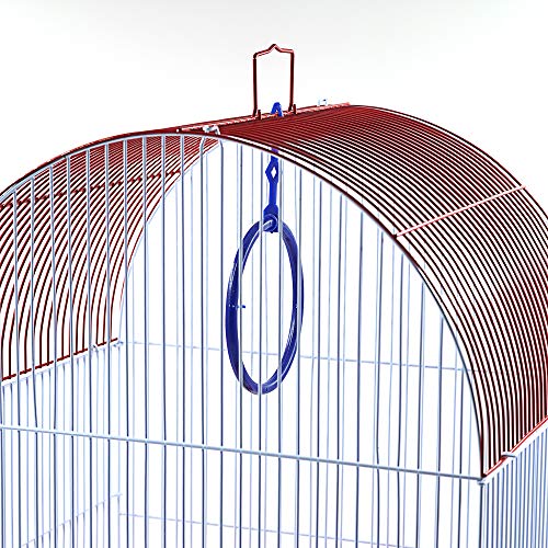 Jaula para pájaros con comederos, Palos y Columpios Jaulas pájaros casa Ave 34.5X28X49.5CM (Rojo)