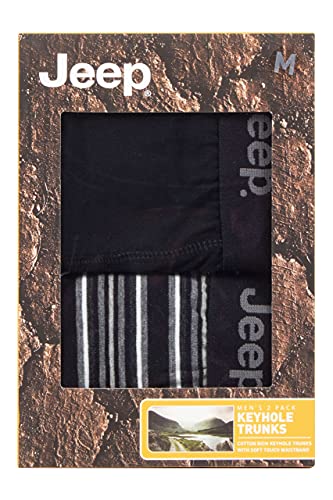 Jeep Troncos de algodón liso y rayas para hombre, paquete de 2, Negro / Rayas, M