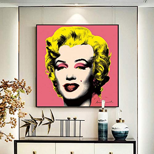 JEfunv Andy Warhol Art Marilyn Monroe Mujeres Sexy Pintura sobre Lienzo Carteles e Impresiones Arte de Imagen de Pared para decoración de Sala de estar-50x50cm sin Marco