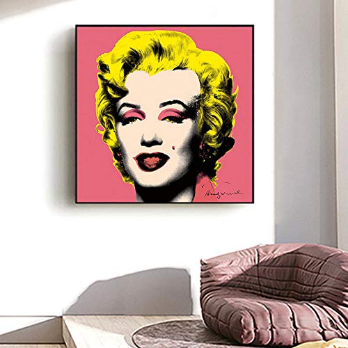 JEfunv Andy Warhol Art Marilyn Monroe Mujeres Sexy Pintura sobre Lienzo Carteles e Impresiones Arte de Imagen de Pared para decoración de Sala de estar-50x50cm sin Marco