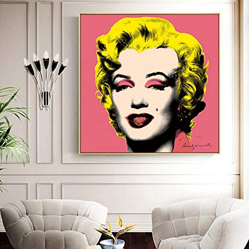 JEfunv Andy Warhol Art Marilyn Monroe Mujeres Sexy Pintura sobre Lienzo Carteles e Impresiones Arte de Imagen de Pared para decoración de Sala de estar-50x50cm sin Marco