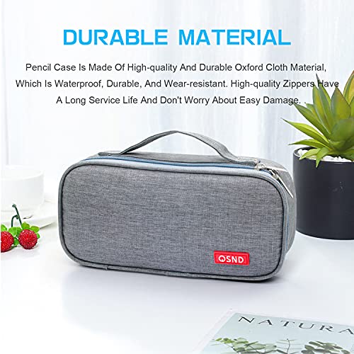 JEJA Estuche Escolar, Portátil Estuches de Lápices con Compartimentos, Gran Capacidad, para Adolescente, Escuela, Niñas, Niños - Gris
