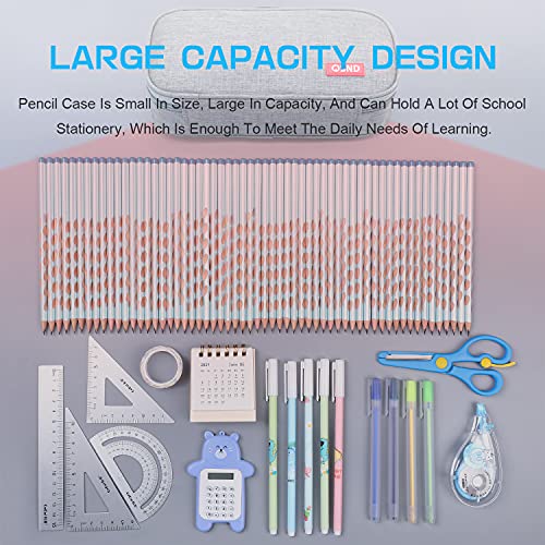JEJA Estuche Escolar, Portátil Estuches de Lápices con Compartimentos, Gran Capacidad, para Adolescente, Escuela, Niñas, Niños - Gris