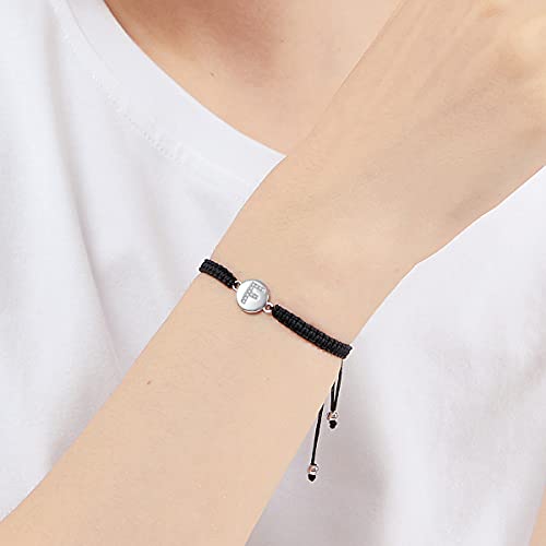 J.Endéar Pulsera Hecha A Mano con Letra Inicial F Mujer Niña Plata 925 Cadena de Filigrana Trenzada Joyería con Nombre Personalizado