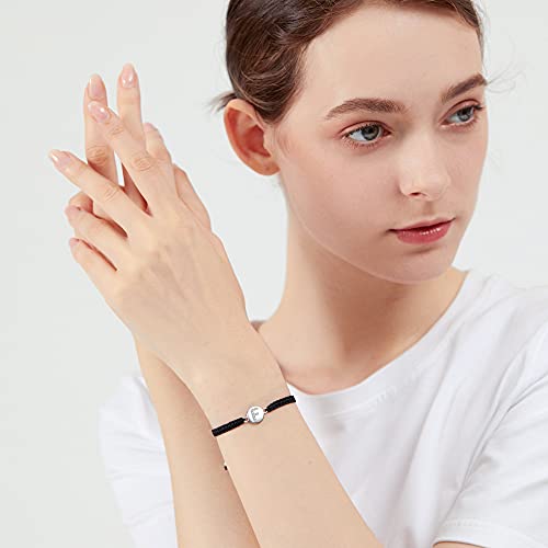J.Endéar Pulsera Hecha A Mano con Letra Inicial F Mujer Niña Plata 925 Cadena de Filigrana Trenzada Joyería con Nombre Personalizado