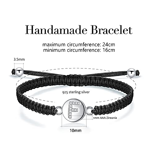 J.Endéar Pulsera Hecha A Mano con Letra Inicial F Mujer Niña Plata 925 Cadena de Filigrana Trenzada Joyería con Nombre Personalizado