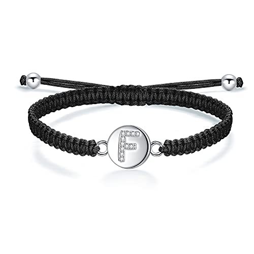 J.Endéar Pulsera Hecha A Mano con Letra Inicial F Mujer Niña Plata 925 Cadena de Filigrana Trenzada Joyería con Nombre Personalizado