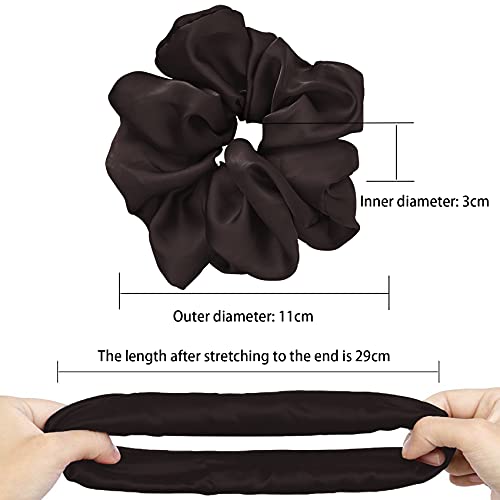 JeoPoom Coletero de Seda para Pelo, Gomas para Pelo, Cinta Elástica, para Mujer, Coleteros de Seda para Cuidado del Cabello Suave, para un Cuidado Suave del Pelo de Las Mujeres(Marrón)