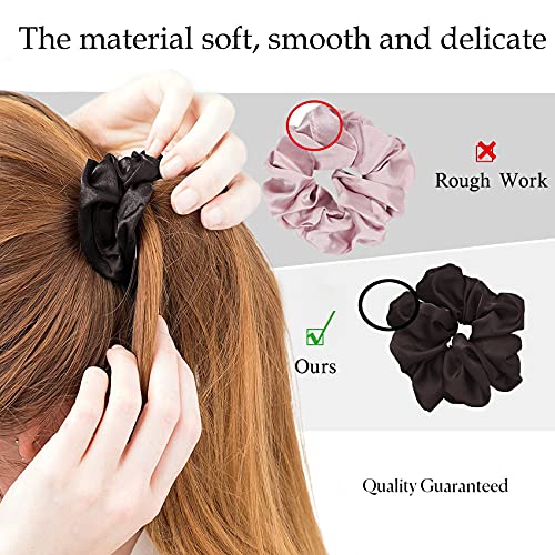 JeoPoom Coletero de Seda para Pelo, Gomas para Pelo, Cinta Elástica, para Mujer, Coleteros de Seda para Cuidado del Cabello Suave, para un Cuidado Suave del Pelo de Las Mujeres(Marrón)