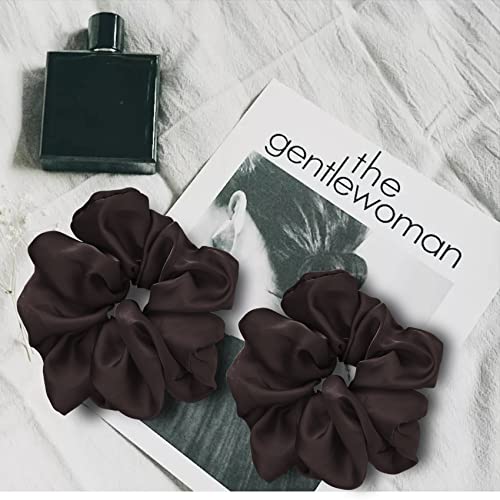JeoPoom Coletero de Seda para Pelo, Gomas para Pelo, Cinta Elástica, para Mujer, Coleteros de Seda para Cuidado del Cabello Suave, para un Cuidado Suave del Pelo de Las Mujeres(Marrón)