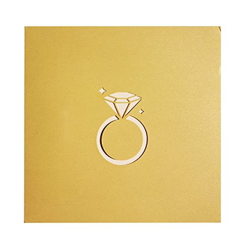 JeoPoom Tarjeta de Felicitación, Parejas de Boda Invitación de Felicitación, Regalo de San Valentín Emergente para Aniversario Matrimonio, Utilizada para el Cumpleaños, Bodas, Aniversario(Anillos)