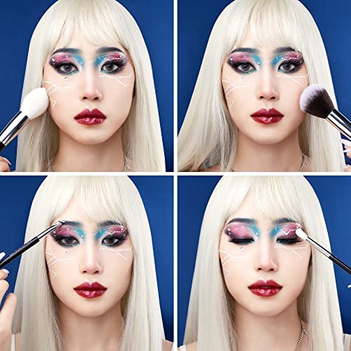Jessup - Juego de pinceles de maquillaje profesional, 25 piezas, Negro, premium, base en polvo natural, sombra de ojos, corrector, rubor, resaltado, etiquetado, T175