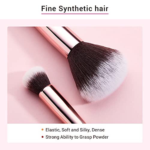 Jessup Marca Belleza 15 unids Fundaci¨®n Maquillaje Pincel Kit de Herramienta Cara Polvo Resaltar Sombra de Ojos Fibra Cepillos de Pelo Kit de Herramientas y Set Negro/Oro Rosa T162