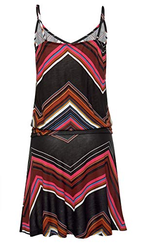 JFAN Vestido Largo para Mujer Sexy Vestido de Playa con Boho Falda de Playa Impreso O-Cuello Vestidos Mujer Casual Vestidos(Ondulada,M)