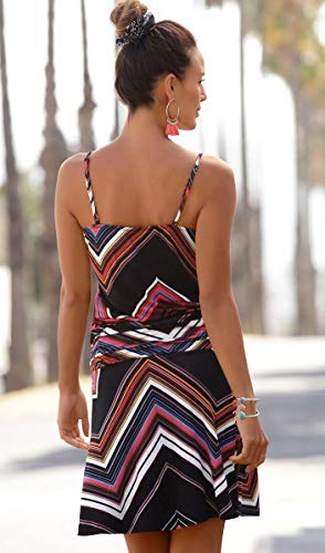JFAN Vestido Largo para Mujer Sexy Vestido de Playa con Boho Falda de Playa Impreso O-Cuello Vestidos Mujer Casual Vestidos(Ondulada,M)
