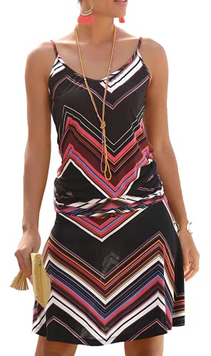 JFAN Vestido Largo para Mujer Sexy Vestido de Playa con Boho Falda de Playa Impreso O-Cuello Vestidos Mujer Casual Vestidos(Ondulada,M)