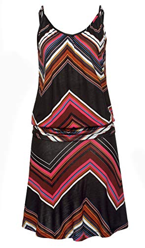 JFAN Vestido Largo para Mujer Sexy Vestido de Playa con Boho Falda de Playa Impreso O-Cuello Vestidos Mujer Casual Vestidos(Ondulada,M)