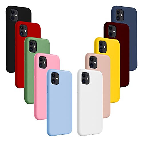 Jilicsan 10X Fundas para iPhone 11 (6.1"),Carcasa Silicona de Color Sólido Anticaída,Cubierta Flexible Ultrafina a Prueba de Arañazos y Golpes—10 Colores