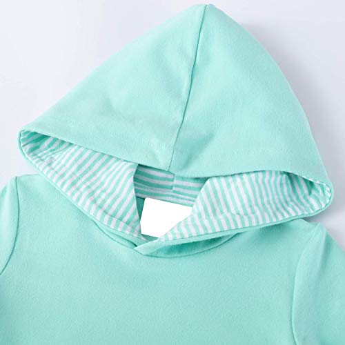JinBei Niñas Vestidos con Capucha Unicornio Lentejuelas Largo Túnica Pullover Tops Manga Larga Algodón Suéter Casual Verde Otoño Sudadera con Capucha 6-7 años