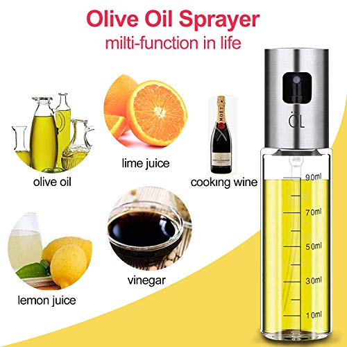 JIPRENS Pulverizador Aceite Cocina,Dispensador de Aceite de Oliva Pulverizador de aceite y vinagre botellas rellenables con embudo de aceite de botella para Cocinar,Ensalada,Hornear,Pan,BBQ