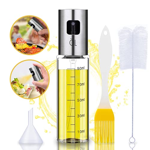 JIPRENS Pulverizador Aceite Cocina,Dispensador de Aceite de Oliva Pulverizador de aceite y vinagre botellas rellenables con embudo de aceite de botella para Cocinar,Ensalada,Hornear,Pan,BBQ