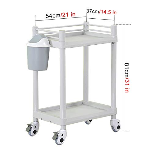JLXJ Carro de Peluquería Carrito Gris con Ruedas, Salón de Peluquería, Belleza, Dentista, Bandeja de Almacenamiento de Cera, Estante con Papelera
