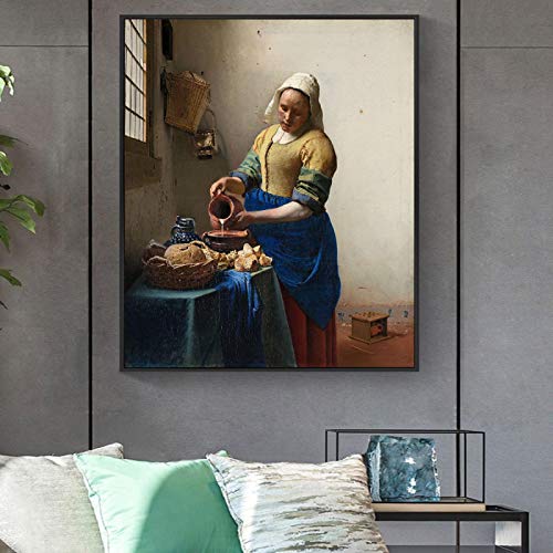 Johannes The Milkmaid Pinturas De Arte Famosas En La Pared Carteles E Impresiones ArtíSticos Edad De Oro Holandesa Cuadros De Obras De Arte Famosas Cuadros-60x80cm Sin Marco